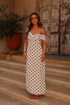 Luna dress with polka dots - Off White/black