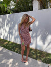 Benita dress with dots – Pink/brown