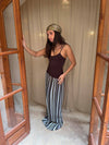 Nessa dress with stripes - Green/brown/white