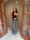 Nessa dress with stripes - Green/brown/white