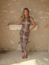 Dandina dress with zebra print - Black/beige