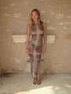 Dandina dress with zebra print - Black/beige