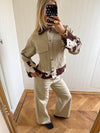 Scandivv denim jacket with cow print - Beige/brown/white