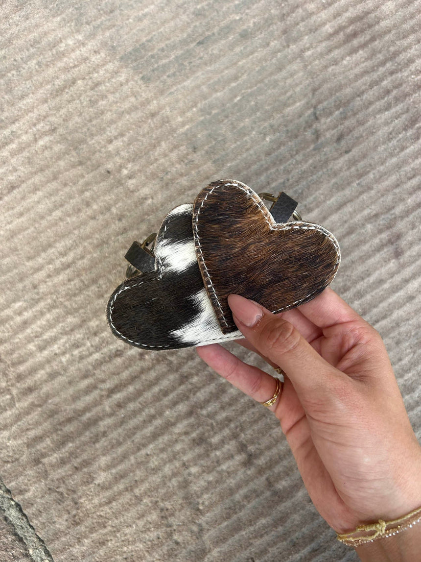 Cavo heart cowhide keyring – Brown/black
