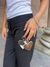 Cavo heart cowhide keyring – Brown/black