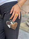 Cavo heart cowhide keyring – Brown/black