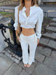 Malin Tomkins cropped shirt with embroidery - White