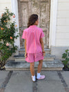 Luliana short sleeved shirt with stripes – Pink/white/black