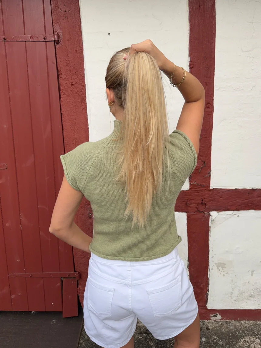 Biona short-sleeved knit blouse - Khaki