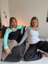 Tayla layered blouse - Black/turquoise