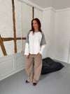 Blaine t-shirt with long sleeves – Grey/white