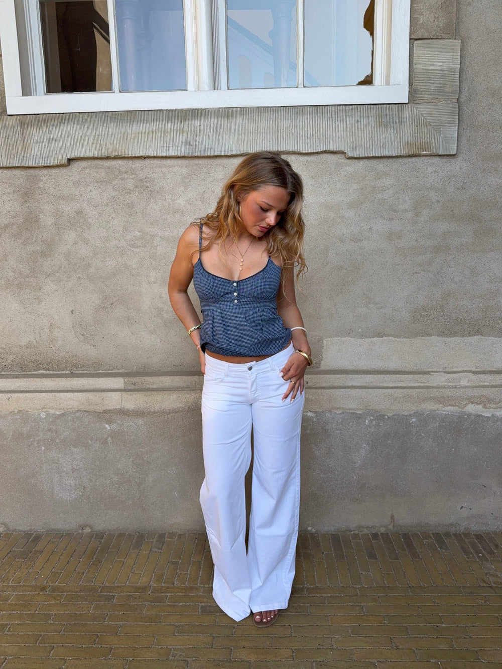 Kennie low waisted jeans - White