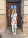 Emmaline low waisted jeans – Light Beige