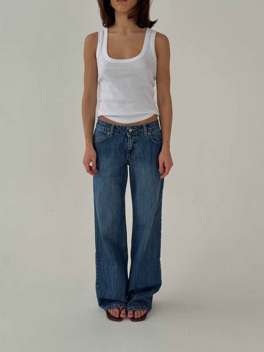 Floraline low waisted jeans - Blue denim