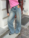Alaia low-rise jeans with lightning detail - Light denim