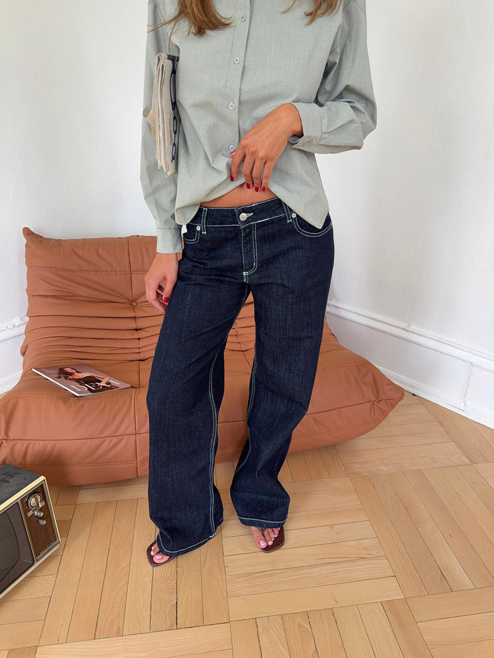 Floraline low-rise jeans – Dark denim