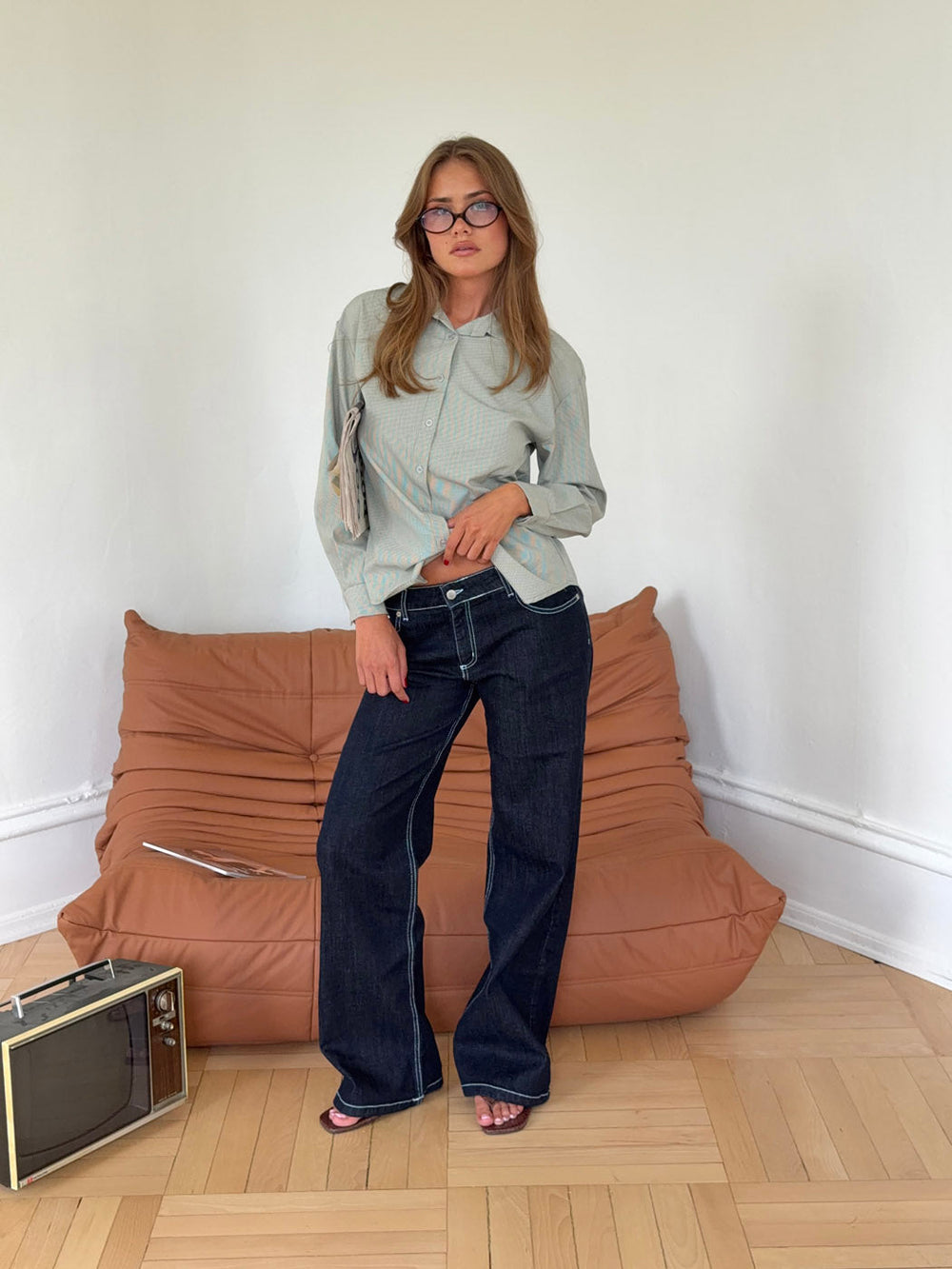 Floraline low-rise jeans – Dark denim
