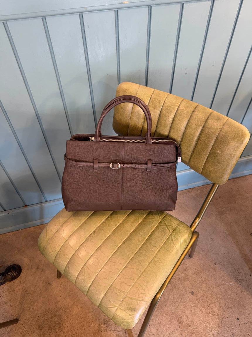 Lou large handbag with tie detail - Brown
