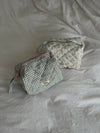 Honey small toiletry bag – White/green checkers