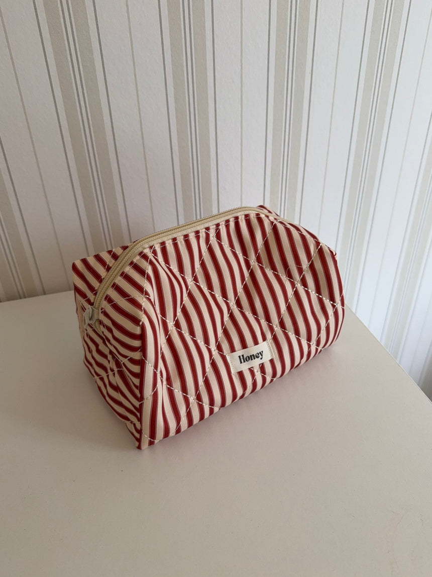 Honey small toiletry bag – Red/beige stripes