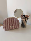 Honey small toiletry bag with pattern - Beige/red