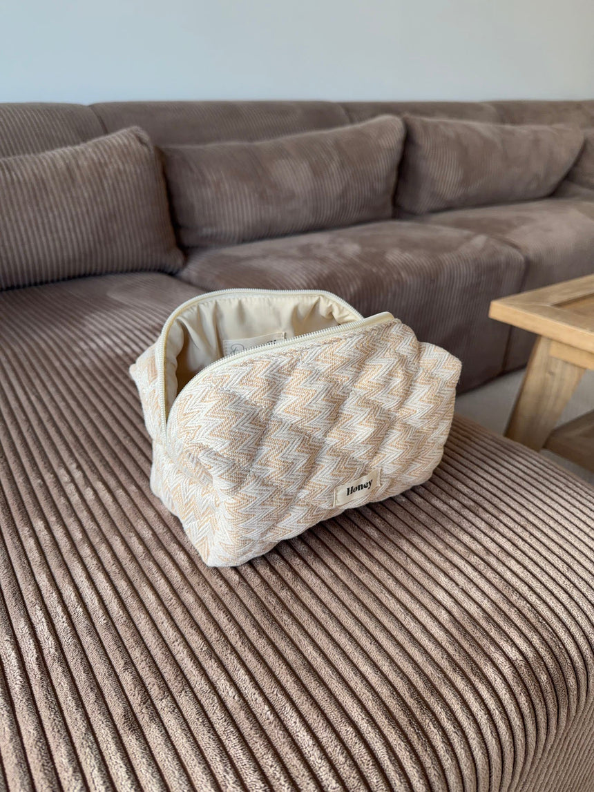 Honey large toiletry bag with pattern - Beige