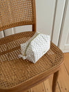 Honey small toiletry bag with dots - White/navy