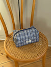 Honey small toiletry bag with checks – Blue