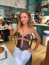 Malin Tomkings top - Brown/coral