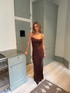 Laila maxi satin dress - Brown
