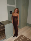 Laila maxi satin dress - Brown