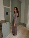 Silia maxi dress with ties - Taupe