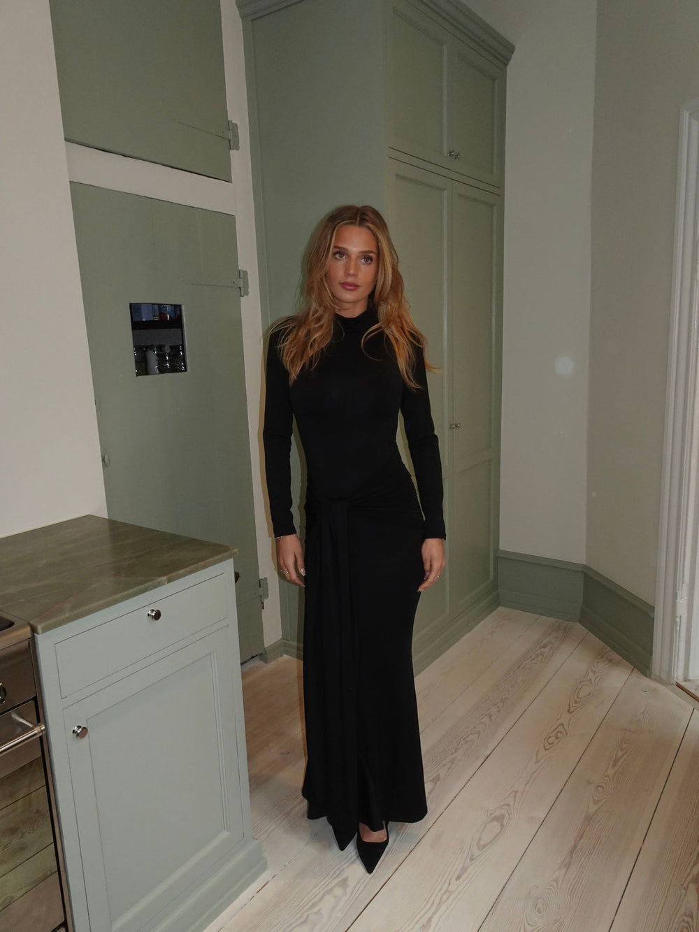 Silia maxi dress with ties - Black