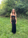 Saxo maxi dress with lace – Black