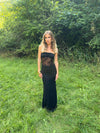 Saxo maxi dress with lace – Black