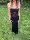 Saxo maxi dress with lace – Black