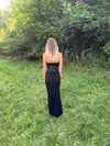 Saxo maxi dress with lace – Black
