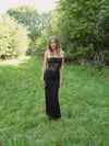 Saxo maxi dress with lace – Black