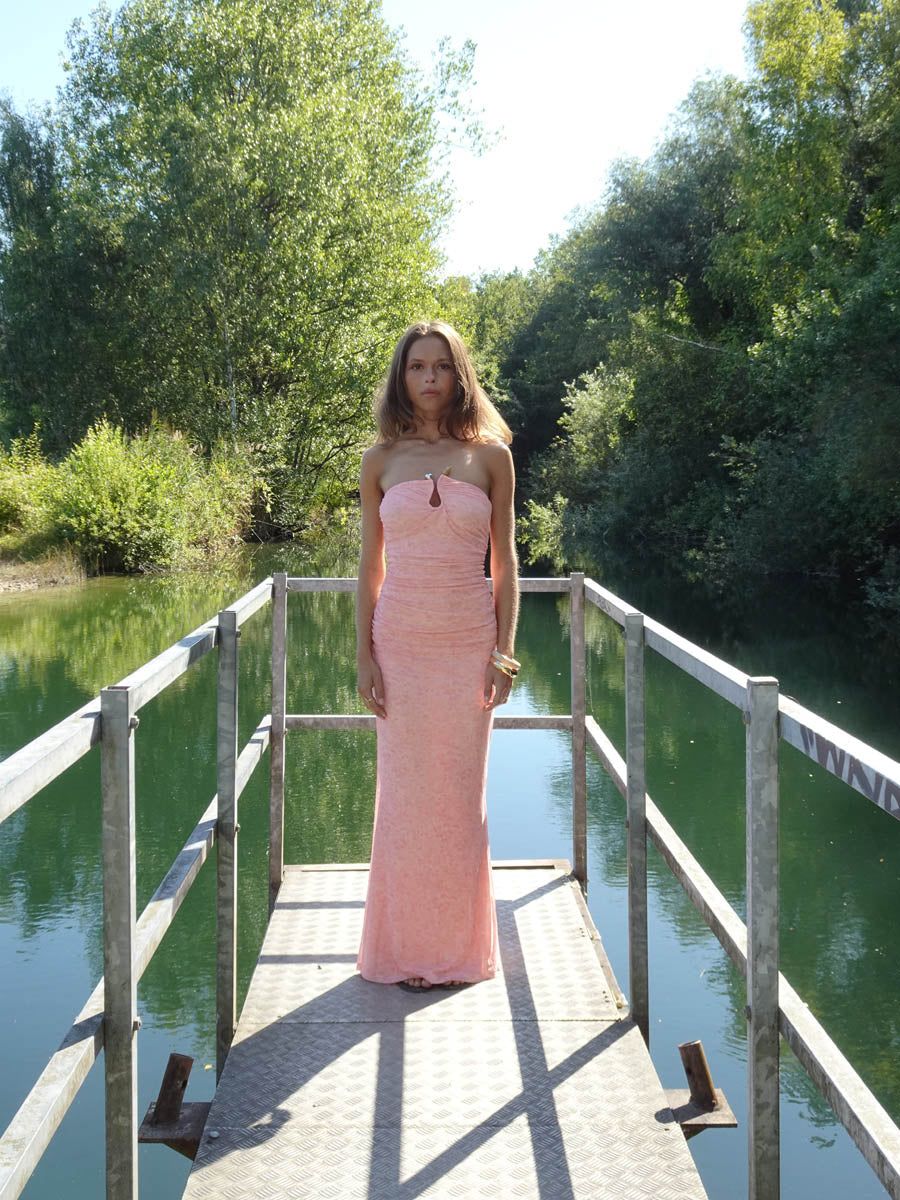 Darcy maxi dress with pattern – Pink