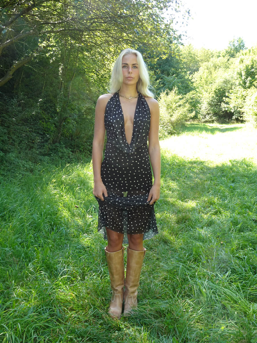 Lilli maxi dress with polka dots - Black