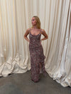 Ganny maxi dress with dots  - Brown/beige