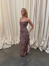 Ganny maxi dress with dots  - Brown/beige