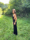 Glora maxi dress with open back – Black