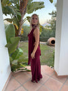 Vinja maxi dress with shawl – Red/burgundy