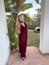 Vinja maxi dress with shawl – Red/burgundy
