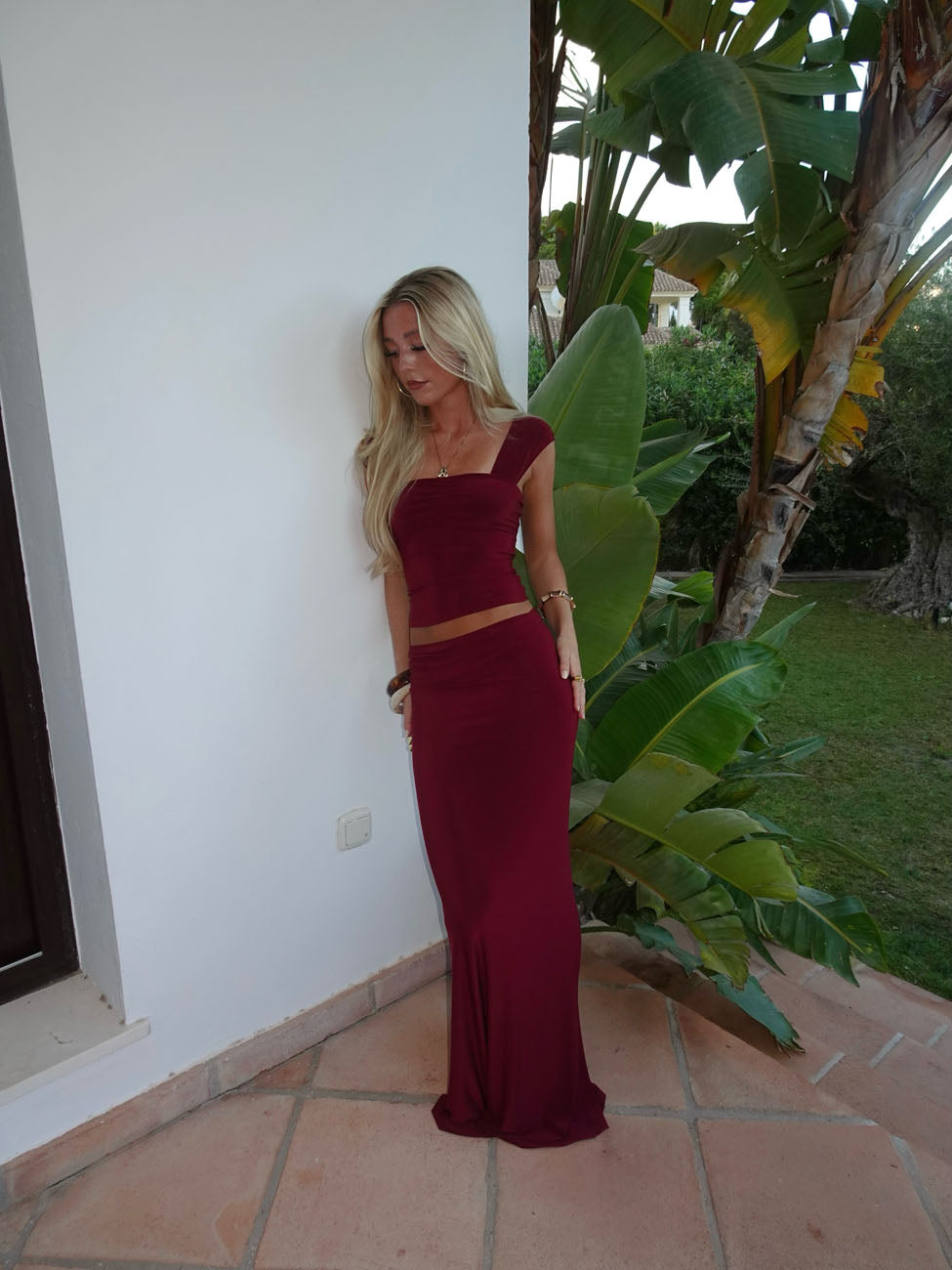 Yasmina maxi skirt – Burgundy