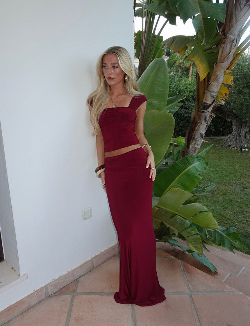 Yasmina maxi skirt – Burgundy