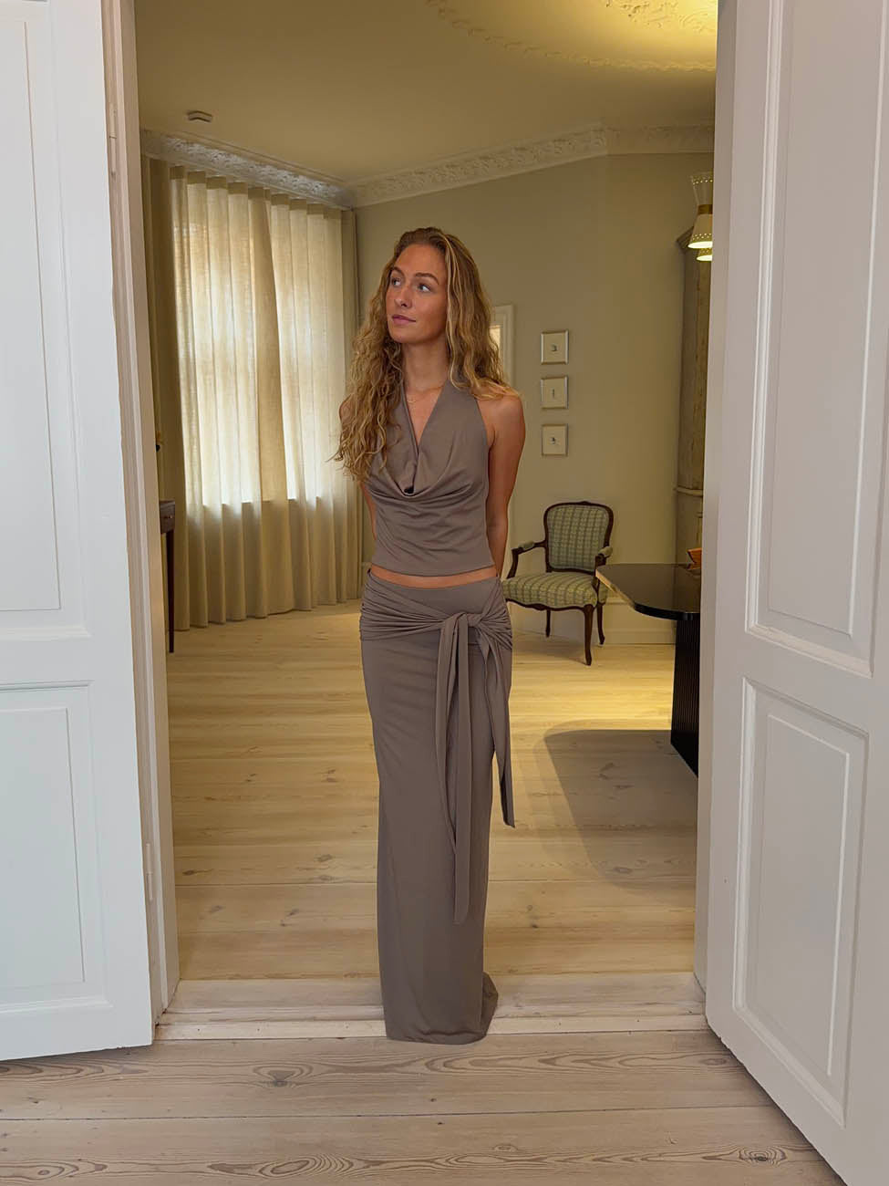 Stella skirt with tie - Taupe