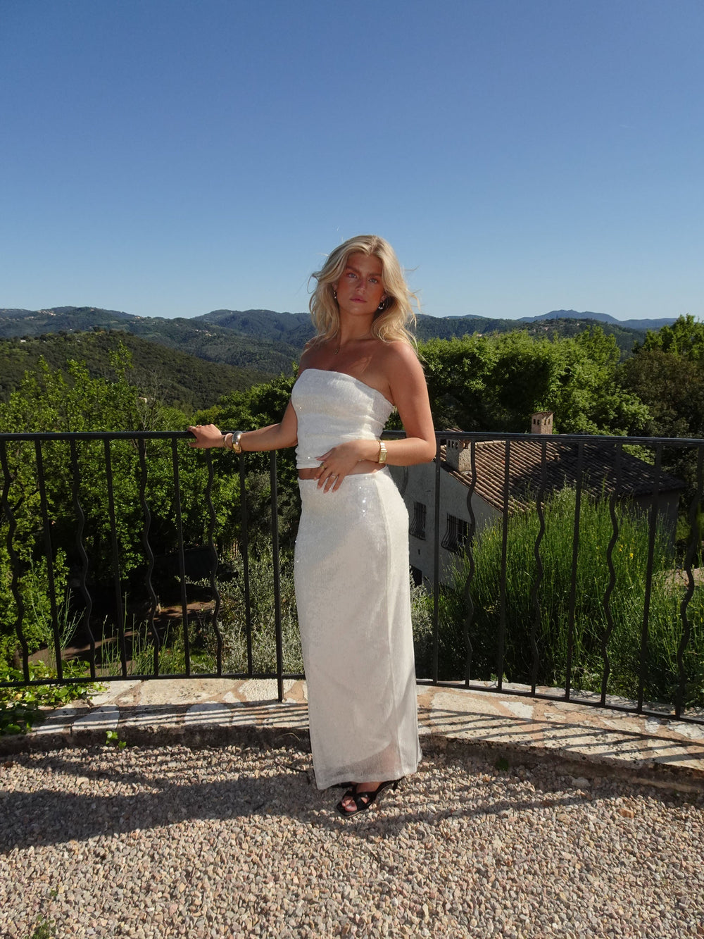 Emna maxi skirt with sequins – White