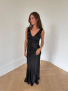 Miana maxi satin dress - Black